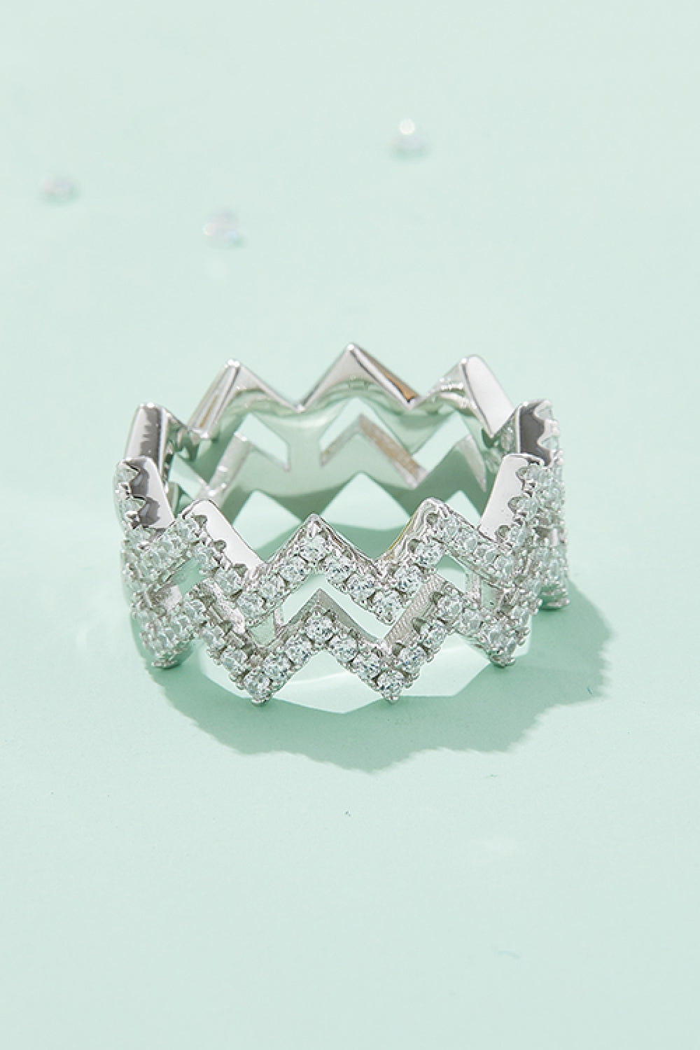 Moissanite Zigzag Stacking Rings-Teresa&#39;s Fashionista LLC