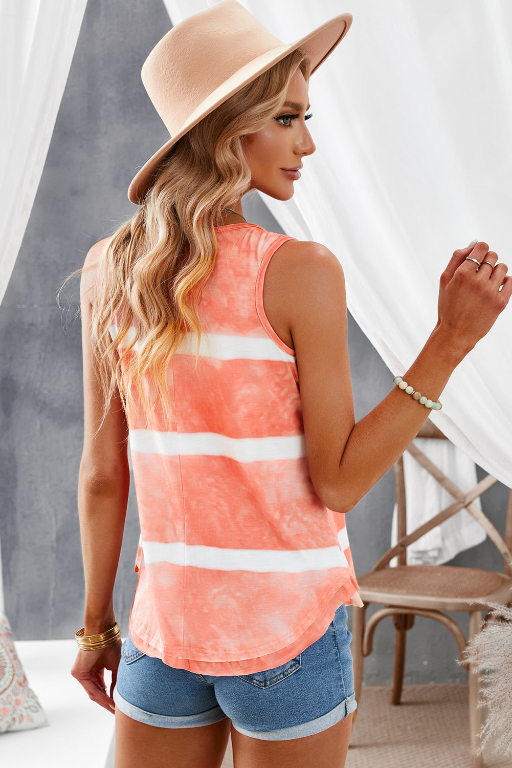 Tie-Dye Henley Tank-Teresa&#39;s Fashionista LLC