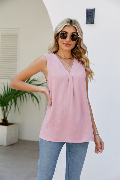 V-Neck Tunic Tank Top-Teresa&#39;s Fashionista LLC