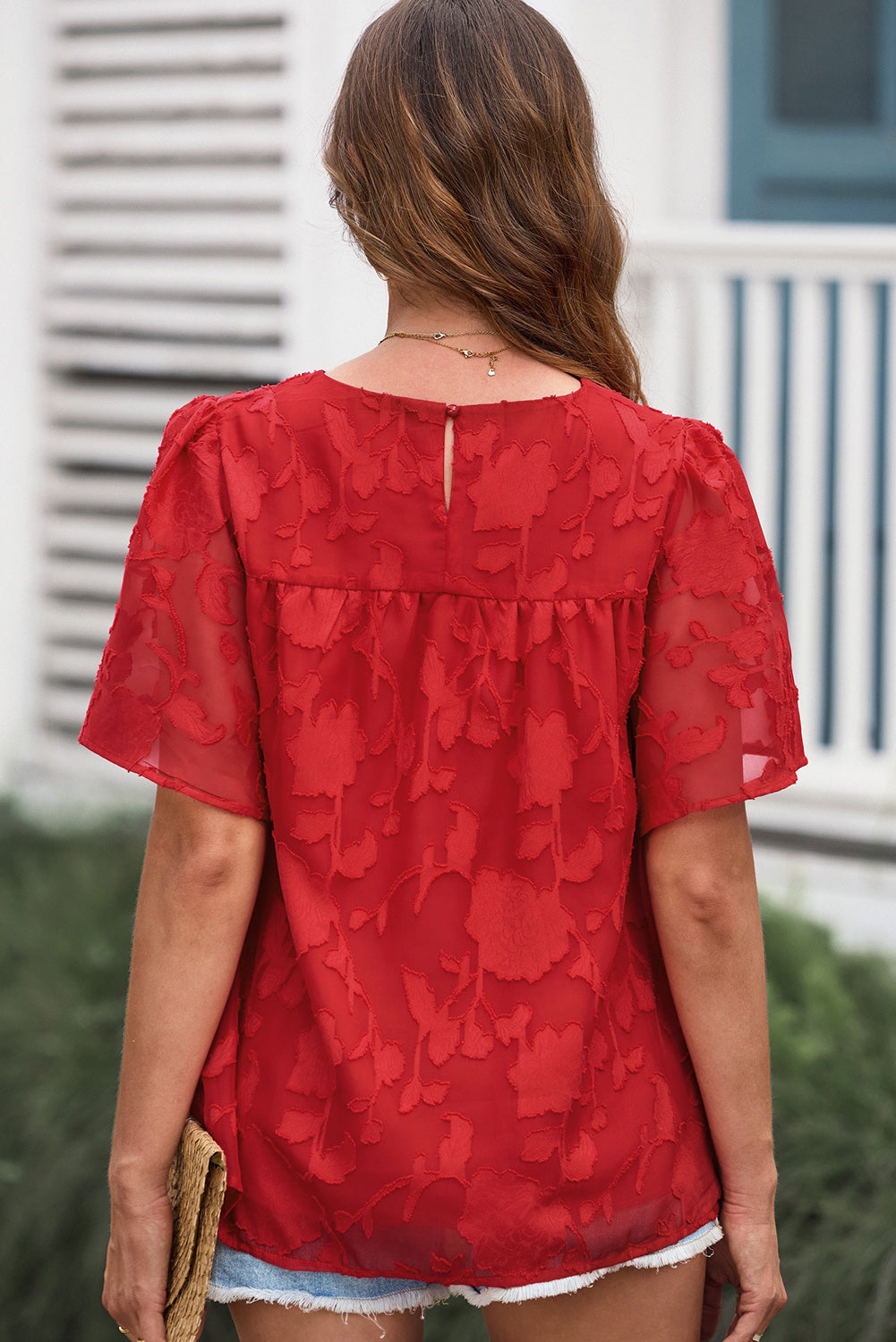 Round Neck Puff Sleeve Blouse-Teresa&#39;s Fashionista LLC