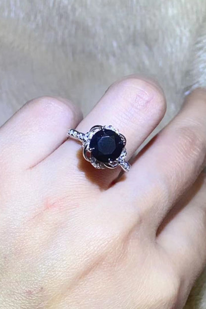 2 Carat Black Moissanite Floral Ring-Teresa&#39;s Fashionista LLC