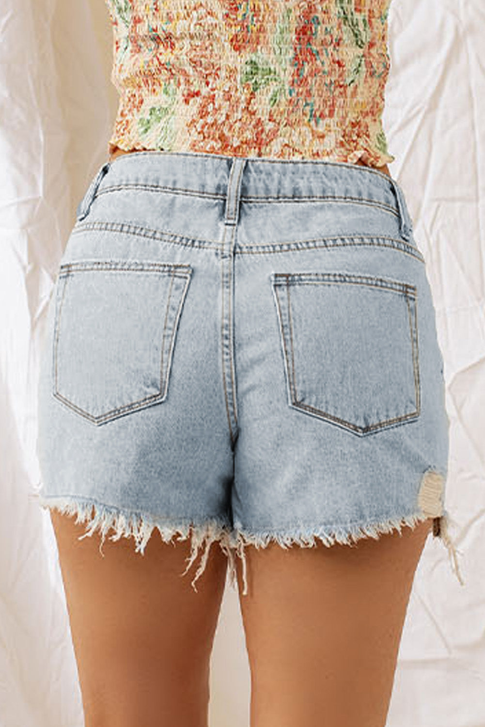 Distressed Denim Shorts-Teresa&#39;s Fashionista LLC